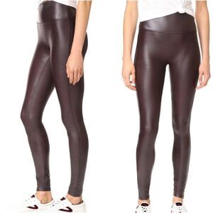 SPANX Faux Leather High Rise Stretch Leggings Wine M